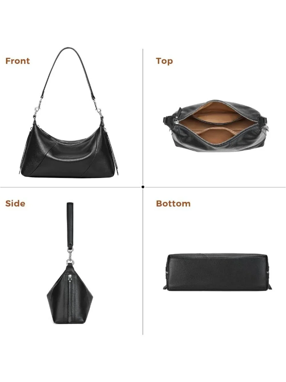 Stylish Genuine Leather Hobo Bag & Purses for Women - Minimalist Shoulder